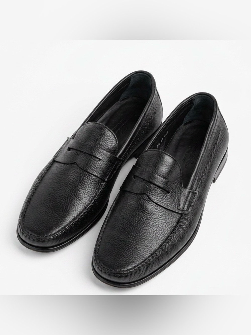 Bally Black Leather Penny Loafers Ango Deer Mens US 9.5 EU 42.5 Made in Italy